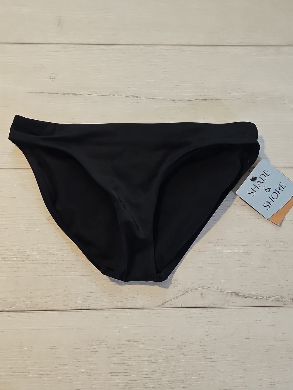 Shade & Shore Women's XS Full Coverage Hipster Bikini Bottom in Solid Black